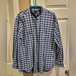 Vintage Roper Mens blue Plaid Denim collar Retro Cowboy Western Shirt M